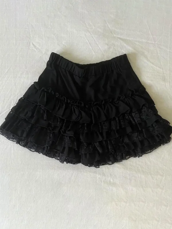 Goth 2Piece Set Y2k Slim Lace Sweet Womens Dresses Short Sleeve Button Party Dresses Harajuku Korea 90s Emo Grunge Summer Lolita - Imagen 4