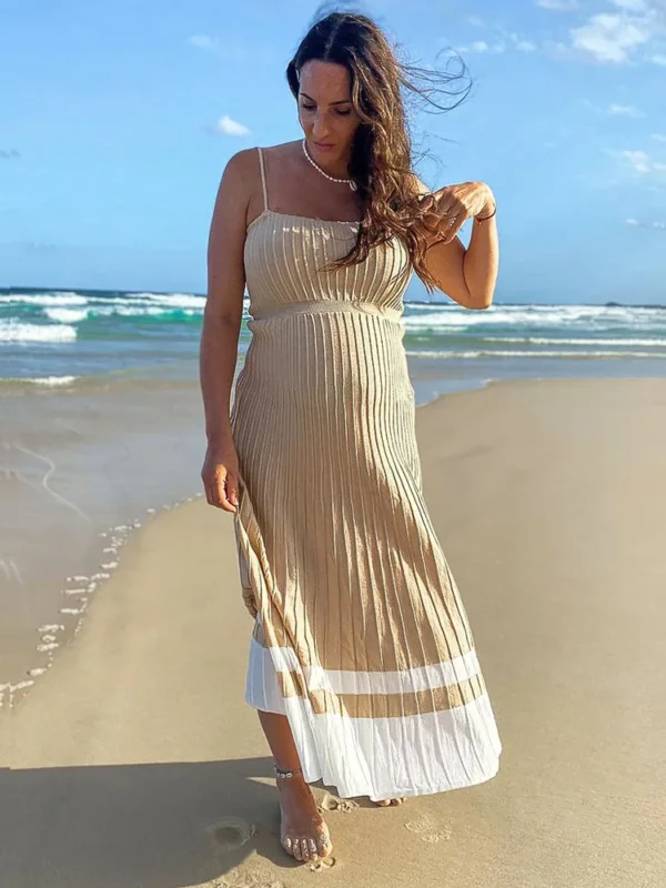 Tossy Backless Ribbed Maxi Dress For Women Summer New Holiday Party Stretch High Waist Bodycon Maternity Dresses Knit Sundress - Imagen 5