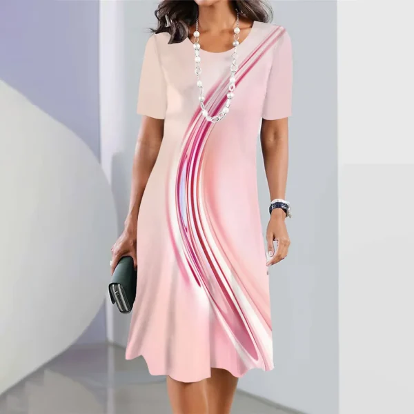 Geometric & Stripe Print Women's Dresses Elegant & Beautiful Long Dresses Plus Size Female Summer One-piece Dress Free Shipping - Imagen 5