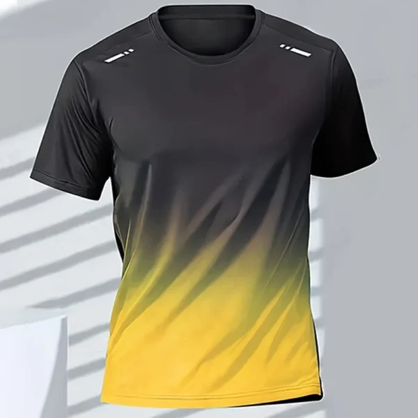 Men's T-Shirts Sports Fitness Sportswear Quick-Drying Gradient Short Sleeve Tops Outdoor Basketball Training Running Men Clothes - Image 2