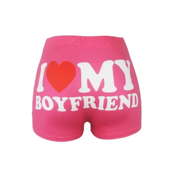 Sexy Shorts Women Summer Clothes Lettering Print I Love My Boyfriend Yoga Shorts Y2k Women Cycling Outdoor Sports Fitness Shorts - Imagen 3
