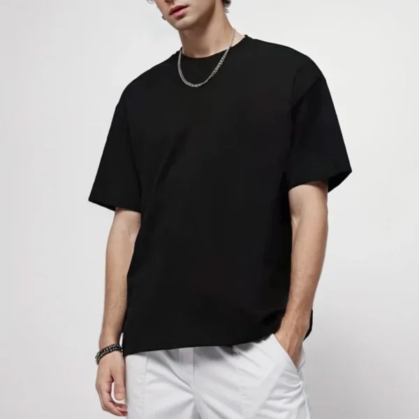 240gsm Heavy Oversized Plain T-Shirt for Men Summer HighQualtity Short Sleeve Tee 100%cotton Solid Color Trendy Casual white Top - Imagen 3