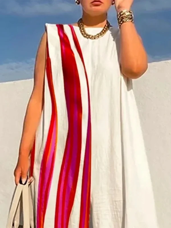 Yeezzi 2025 New Women's Contrast Color Striped Wide Leg Jumpsuits Summer Sleeveless Casual Fashion One Piece Suits Streetwear - Imagen 2