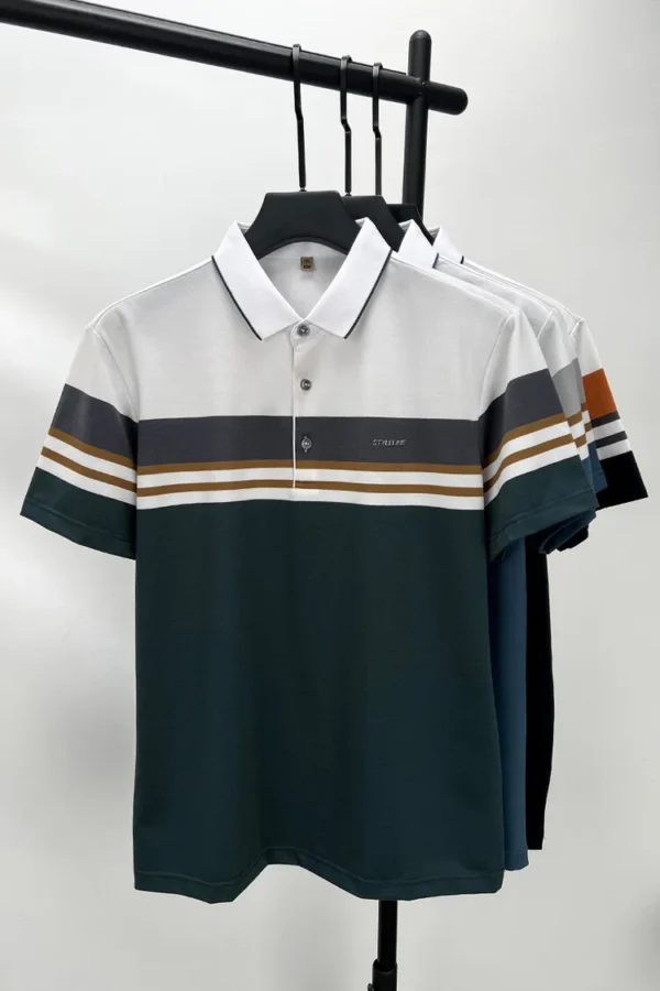 Light Luxury Short sleeve Men's POLO Shirt Summer Fashion Contrast Color Letter Drawing Design Breathable Ice Silk T-shirt - Imagen 4