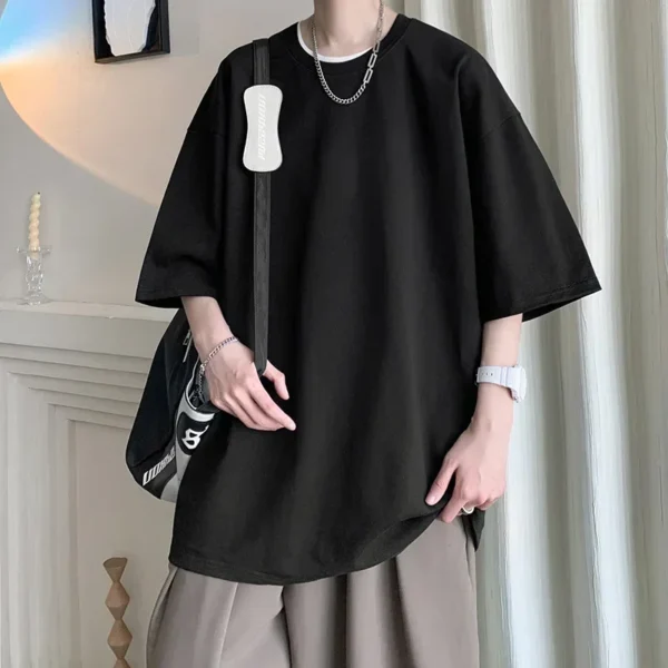 Men's Cotton T-shirts White Mens Oversized T Shirt Solid Summer Casual Wear Tee Shirts Fashion for Men 5XL Male Clothes - Imagen 5