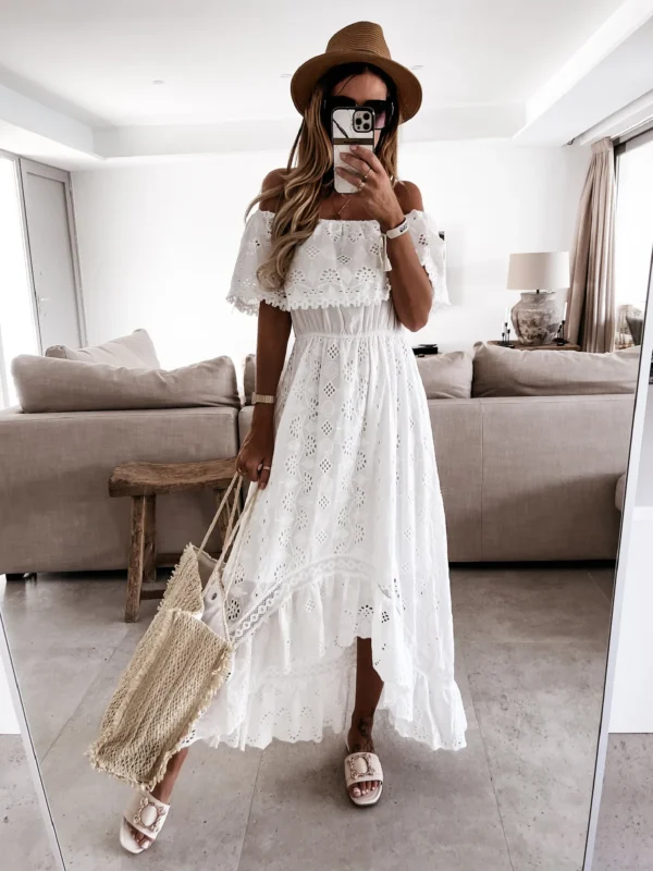 Summer White Dress For Woman 2025 Trendy Casual Beachwear Cover-ups Outfits New Boho Hippie Chic Long Maxi Dresses Elegant Party - Imagen 2