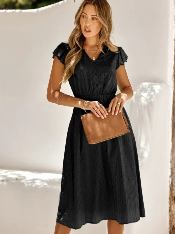 2025 New Summer Dress Women Casual Solid V-neck High Waist Fresh Wind Midi Dresses For Women Elegant Boho White Dress Vestidos - Imagen 5