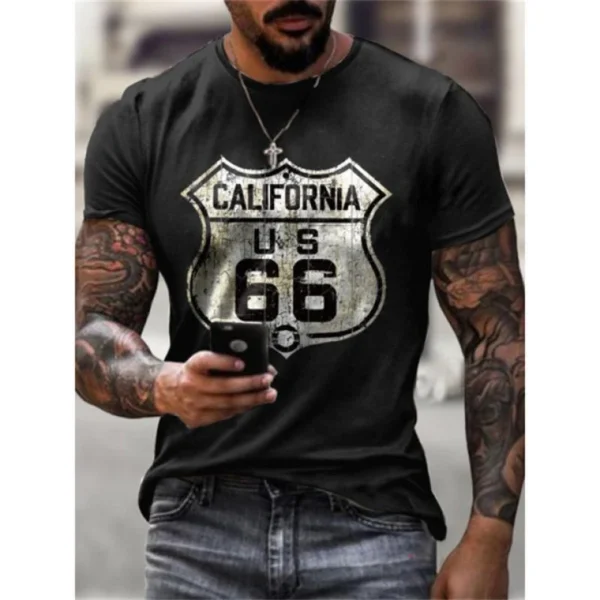 2023 T-SHIRT FOR MAN Fashion new 3D digital print summer hot-selling short-sleeve O neck men's sports retro style T-shirt Top - Imagen 2
