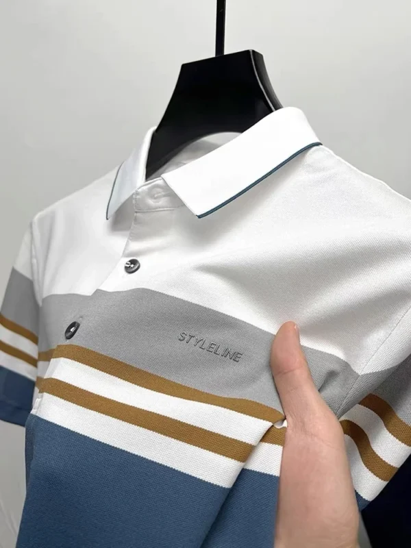 Light Luxury Short sleeve Men's POLO Shirt Summer Fashion Contrast Color Letter Drawing Design Breathable Ice Silk T-shirt