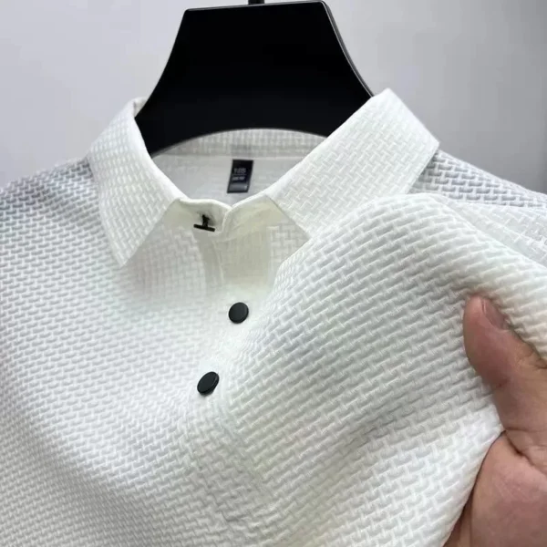 1pcs Summer Men Mesh Ice Silk T-shirt Men's Short-sleeved New T-sleeved Men's Polo Tee Shirt Solid Men Business Fashion Tops - Imagen 4
