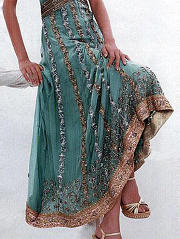 Women Summer Elegant V Neck Beads Sequins Embroidery Sleeveless Midi Dress Loose Ladies Vacation Beach Dress - Imagen 2