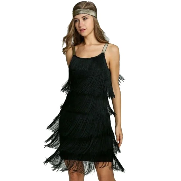 Chic Sexy Sleeveless Tassel Dress Women Luxury Cocktail Great Gatsby Party Summer Short Dresses Dance Costumes Clothes - Imagen 2