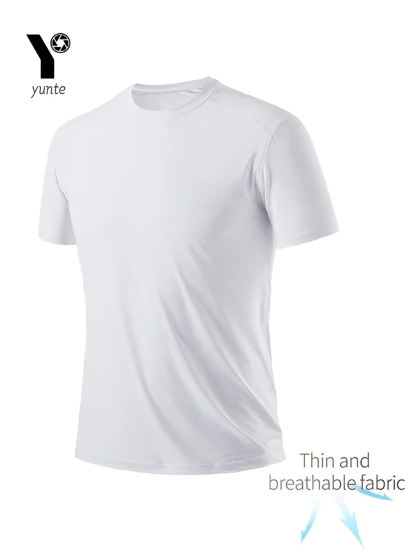 Round Neck T-Shirt 7-Piece White Ultra-Light Men's Quick-Drying Breathable Sweat-Absorbent Shirt Suitable for Fitness Gym and Ru - Imagen 2