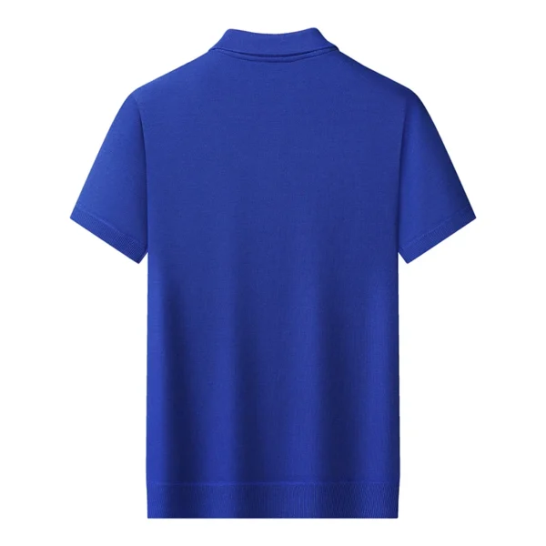 Men's Knit Polo Shirt Short Sleeve Business Casual Tee Shirts Breathable Summer Clothes Striped T-shirt Men Retro Lapel Jumpers - Imagen 2