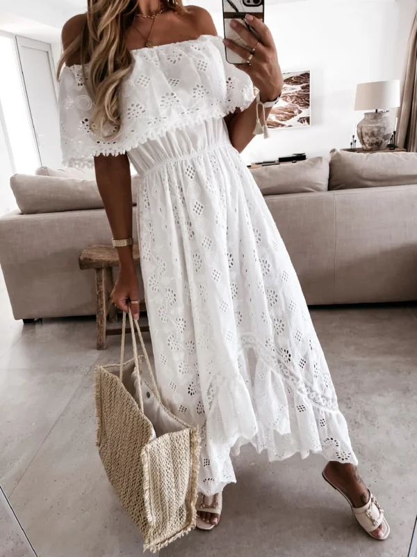 Summer White Dress For Woman 2025 Trendy Casual Beachwear Cover-ups Outfits New Boho Hippie Chic Long Maxi Dresses Elegant Party - Imagen 5