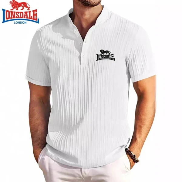 New Men's Embroidered Brand Striped Short Sleeved Henry Polo Shirt Summer Trend Luxury Fashion Casual Breathable T-shirt Top - Imagen 4