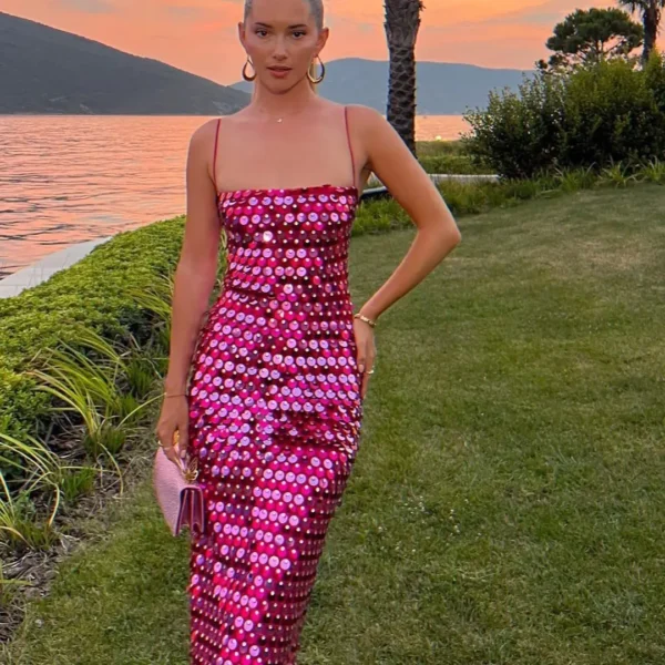 Fashionable Sexy Spicy Girl Beaded Irregular Dresses Women Vestidos De Fiesta Mujer Sequin Summer Colorful Summer Boho dress - Imagen 2