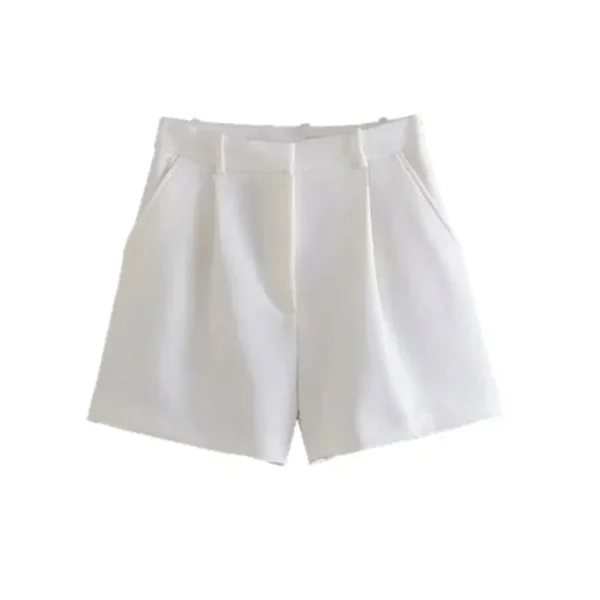 Mooyufon Women Fashion Side Pockets Front Darts Bermuda Shorts Vintage High Waist Zipper Fly Female Short Pants Mujer - Imagen 5