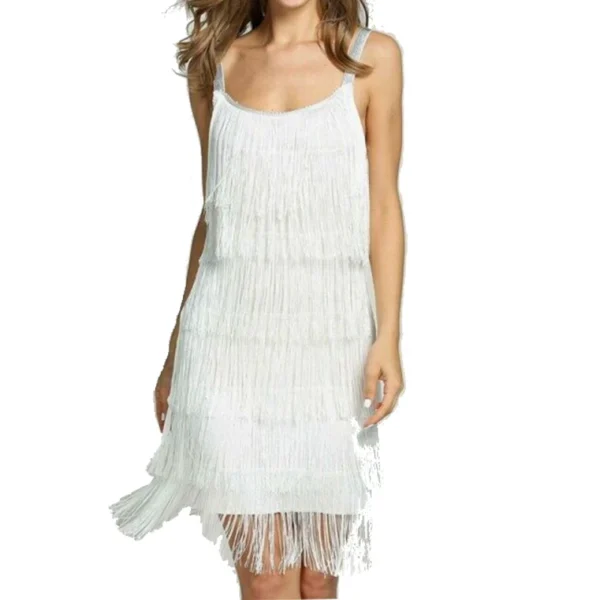 Chic Sexy Sleeveless Tassel Dress Women Luxury Cocktail Great Gatsby Party Summer Short Dresses Dance Costumes Clothes - Imagen 3