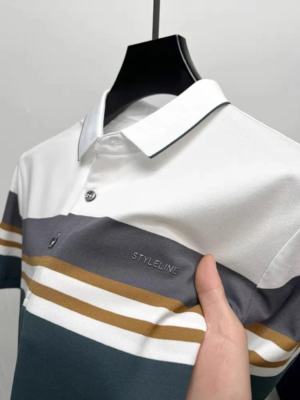 Light Luxury Short sleeve Men's POLO Shirt Summer Fashion Contrast Color Letter Drawing Design Breathable Ice Silk T-shirt - Imagen 2