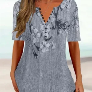 Summer Loose V-neck Short Sleeve Shirts For Women Dames Blouses Korte Mouw Ladies Blouses Kadin Bluz Womens Tops And Blouses