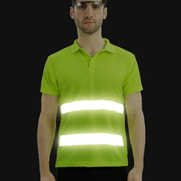 Black Work Shirt Men Safety Polo Shirt Summer Construction Workwear With Reflective Stripes Quick Dry - Imagen 6