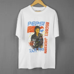 Michael Jackson T-Shirt Bad Pop Music Tour Washed Loose Oversized Drop Shoulder Retro Short Sleeve Cotton Clothing Men's Shirt