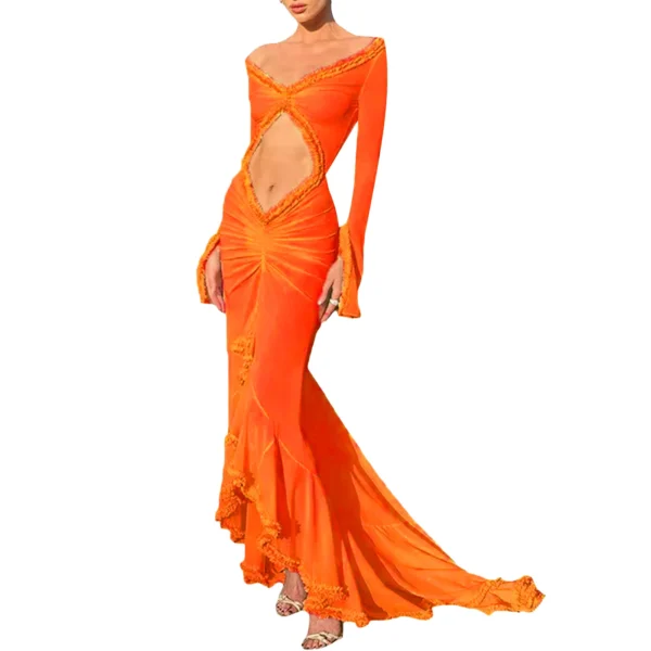 Women Sexy Mesh Sheer Maxi Dress Y2k Floral See Through Low Cut Backless Bodycon Fitted Long Dress Party Dress Night Gown - Imagen 6