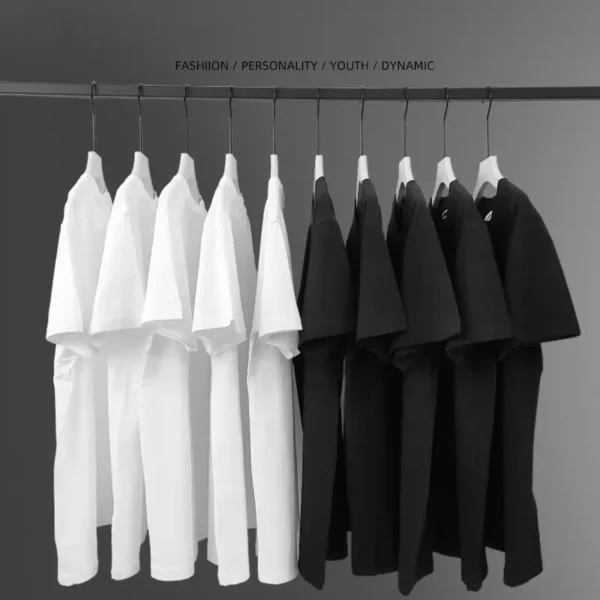 240gsm Heavy Oversized Plain T-Shirt for Men Summer HighQualtity Short Sleeve Tee 100%cotton Solid Color Trendy Casual white Top - Imagen 2
