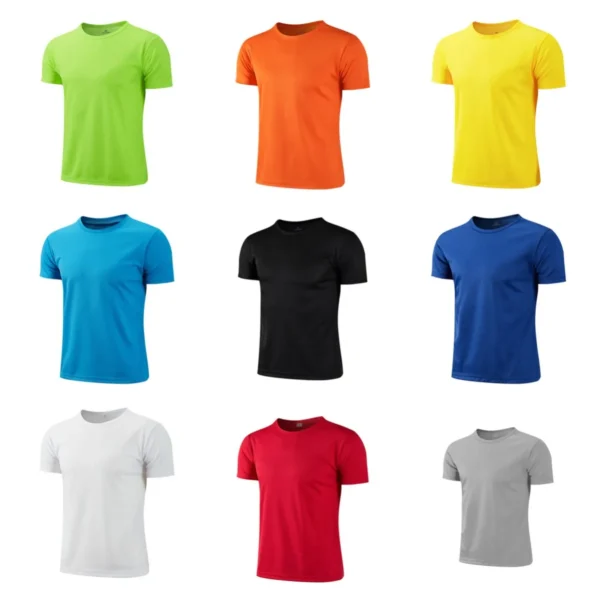 Men Short Sleeve Top Oversized White T-Shirt Man Casual Soild Shirt Quick Drying Gym Basketball t Shirts Soccer Tees Man Clothes - Imagen 4
