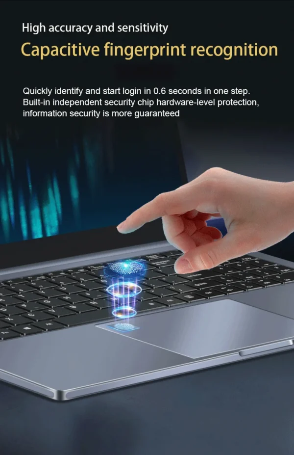 15.6 inch Laptop Intel Core i7-1255U i9-12900H Ultrabook Computer 2*DDR4 MAX 64GB RAM 2*M.2 2TB SSD Notebook Fingerprint unlock - Imagen 4