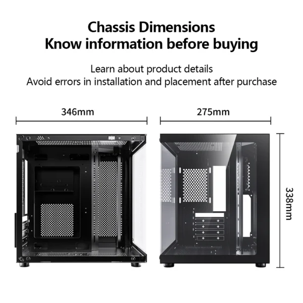 PADO YL Pc Case Sea view Room M-ATX Desktop Computer Main Chassis Without A-pillar Double-Sided Tempered Glass PC gamer cabinet - Imagen 4