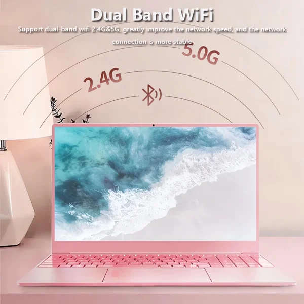 AKPAD 11th Gen Intel Celeron N5095 Laptop Windows10/11, Max 32GB RAM,128gb- 2TB SSD, 2.4G/5G WiFi, BT, Girlish style Pink Keybd - Imagen 3