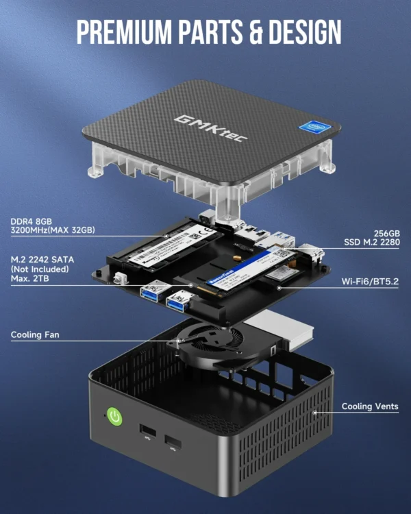 2025 GMKtec G3 Plus Mini PC Intel Twin Lake N150 DDR4 16GB 512GB NVMe SSD WiFi 6 BT5.2 Win11 Pro Desktop Office Gaming Computer - Imagen 3