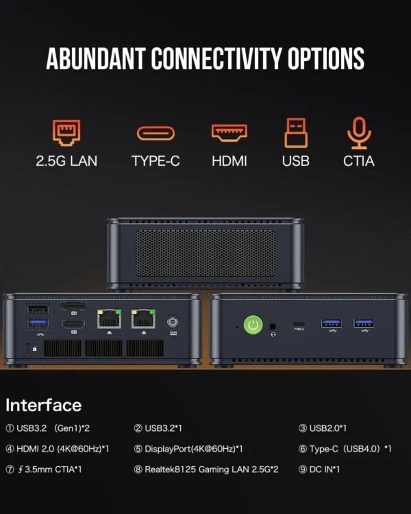 GMKtec M6 ryzen5 mini pc gamer AMD RYZEN 5 6600H DDR5 16GB 500GB 32GB 1TB SSD 5600Mhz NVME Pcie 3.0 Diy Office Gaming computer - Imagen 5