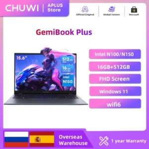 CHUWI GemiBook Plus Laptop 15.6'' FHD 1920x1080 16GB LPDDR5 512GB SSD Intel N100/N150 Alder Lake WiFi 6 Windows 11 Laptops