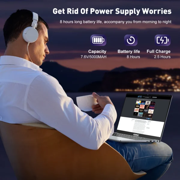 ACEMAGIC 15.6" Ultra Slim Laptop 16GB RAM 512GB SSD Intel N97 Notebook Gamer 1920*1080 Display Office Study Computer Windows 11 - Imagen 5