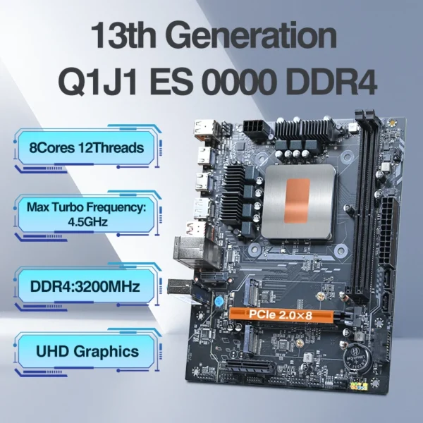 DIY Gaming Computer Motherboard with Onboard CPU 13th Core Interpose Kit Q1J1 ES 0000 8C12T DDR4 RAM LGA115X Desktop PC