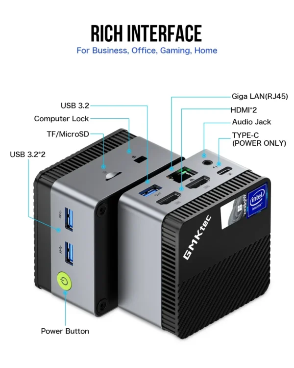 GMKtec G5 n97 mini pc Intel 12th N97 Windows 11 Pro Desktop DDR5 4800MT/s M.2 2242 SATA WiFi5 BT4.2 Protable diy gaming computer - Imagen 2