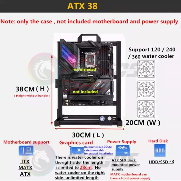 MOD ATX Open PC Case Frame For ITX MATX EATX Gamers Cabinet Aluminum Creative DIY Desktop Computer Chassis Tower Gaming - Imagen 4