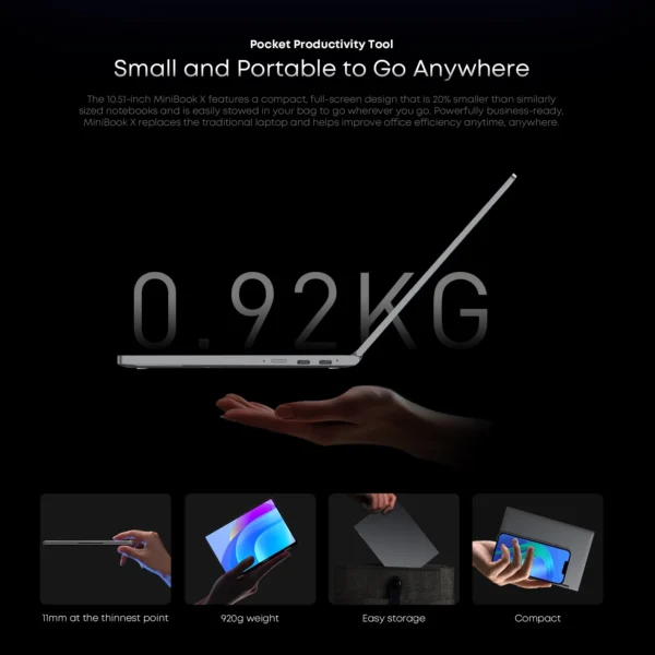 CHUWI MiniBook X Laptop Tablet 2 In 1 Intel N150/N100 10.51" FHD IPS Screen 16GB / 12GB RAM LPDDR5 512G SSD Windows 11 Notebook - Imagen 3
