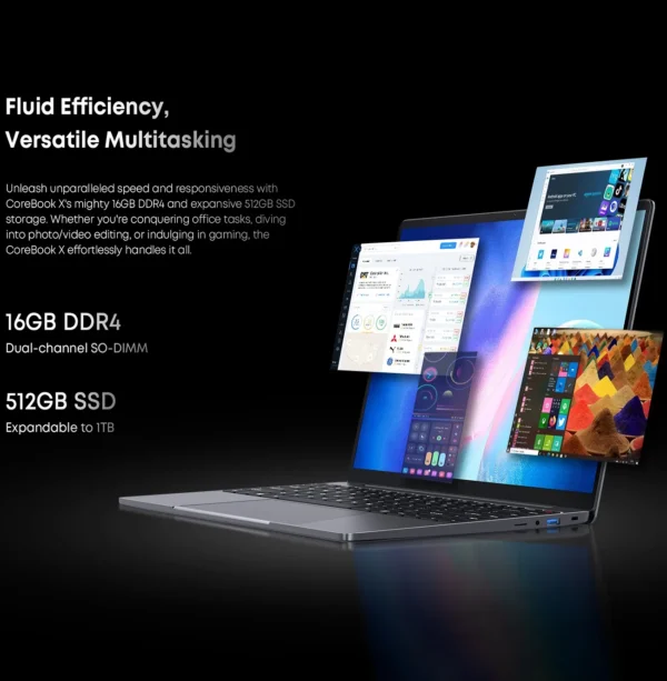 CHUWI Corebook X Laptop R5-7430U / i5-12450H 14 inch FHD Screen 16GB RAM 512GB SSD WIFI 6 Windows 11 Gaming NoteBook Computer PC - Imagen 3
