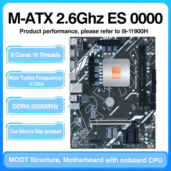 DIY Gaming Computer Motherboard with Onboard 11th Kit IntelCore CPU 0000 ES 2.6GHz (Refer to Kit i9 1198** i9 11900) DDR4