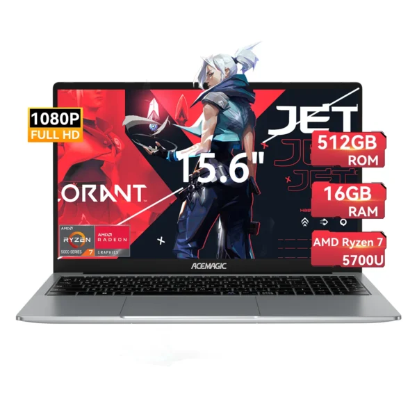 ACEMAGIC LX15Pro Laptop AMD Ryzen 7 5700U Radeon RX Vega 8 Graphics 15.6“FHD Display 16GB RAM 512GB NVMe SSD Laptop Computer