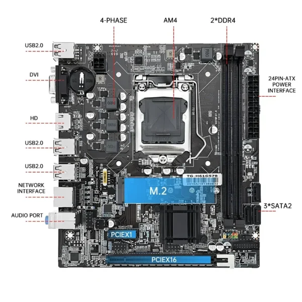 SOYO H61 Gaming Motherboard Kit with Intel LGA1155 CPU i5 2500 DDR3 (8GB*2) 16G Memory M.2 SATA Desktop Computer components - Imagen 5