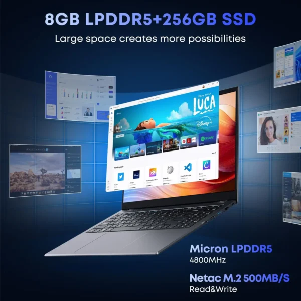 CHUWI GemiBook XPro Laptop 8GB LPDDR5 256GB SSD Intel N100/N150 UHD Graphics 12th Gen 14.1'' FHD 1920*1080 Windows 11 Laptops - Imagen 3