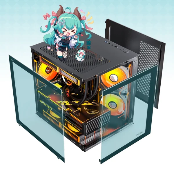 PADO YL Pc Case Sea view Room M-ATX Desktop Computer Main Chassis Without A-pillar Double-Sided Tempered Glass PC gamer cabinet - Imagen 2