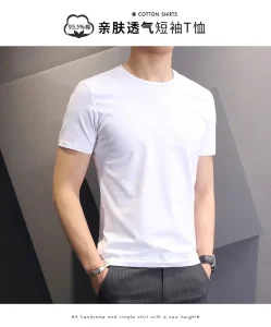 Men T-shirts White Black Short Sleeve Loose Round Neck Bottoming Shirts Trendy Casual Solid Color Pullover Tops Male Clothing