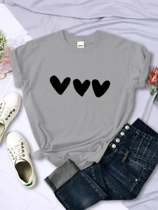 Black Heart Printing Female T-Shirts Personality Street Short Sleeve All-math Soft Tee Clothing Casual Breathable Women Tops