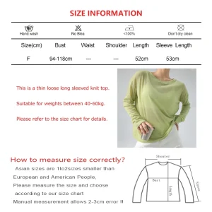 Women Spring Green O-neck Knit Basic Tops Long Sleeved Thin Loose Casual T-shirt Solid Summer Versatile Elastic Cotton Pullover